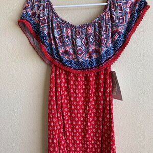 New Direction Weekend - 4 ways Red Blue Fun Summer Top Size M for ladies
